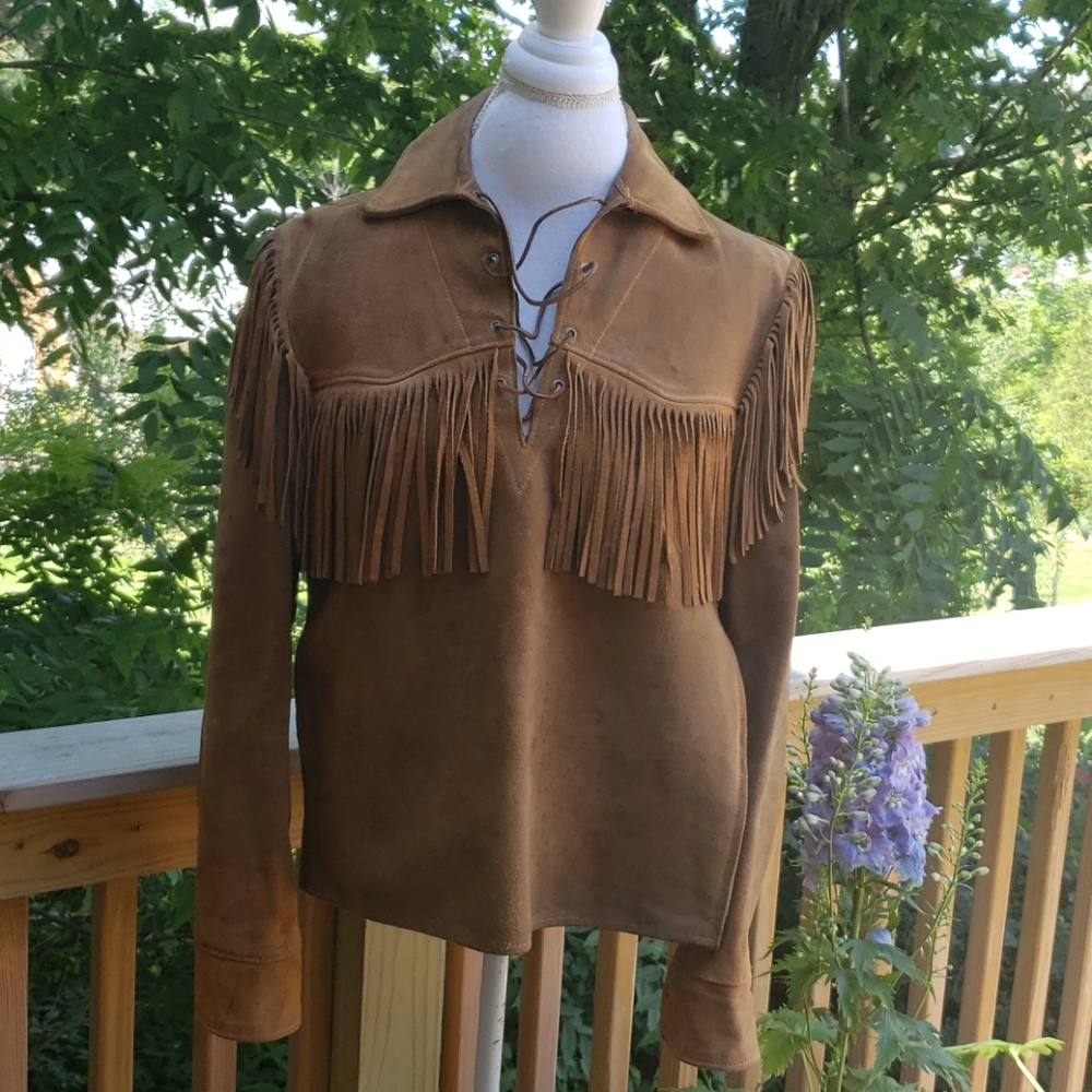 ⚡SALE⚡VINTAGE RANCHER FRINGE PULL OVER M/L SEE meas